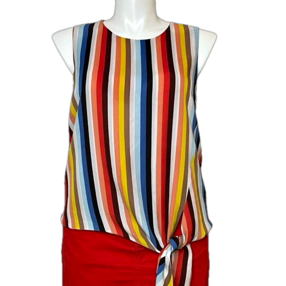 Ophelia Roe Sleeveless Multi Color Stripped Size Large